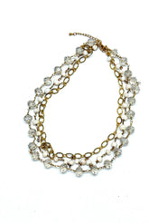 Necklace Freshwater Pearl w/Glass Bead & Filigree Gold 18” w/ 2” Extension